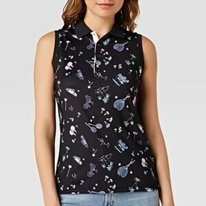 RLX Ralph Lauren Printed Airflow Performance Sleeveless Golf Polo Women's M NWT